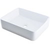 Novatto Rectangular White Porcelain Vessel Sink with Matte Black Drain Set NP-01321MB